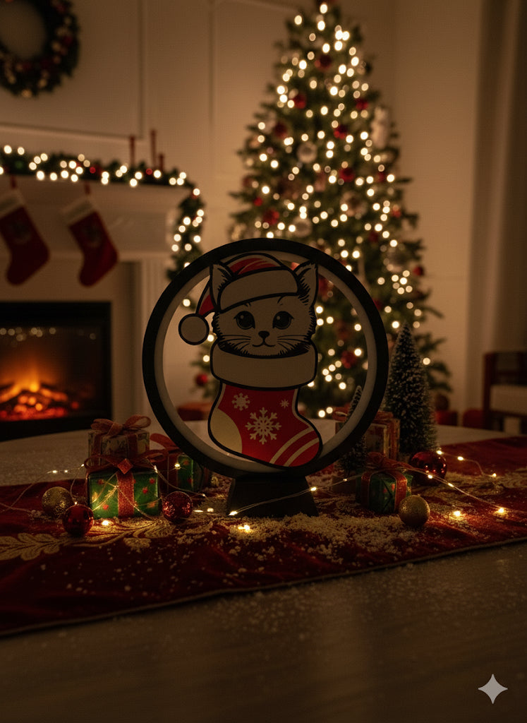 Lampe chat de Noël