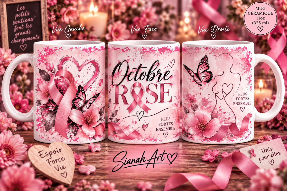 Mug octobre rose - plus fortes ensemble 2026