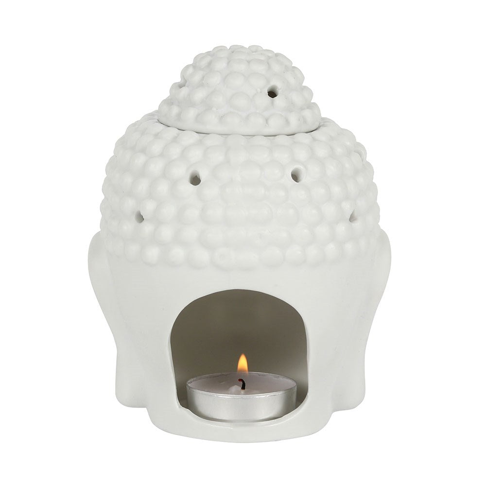 🕉️ Brûle-parfum Bouddha BLANC en céramique