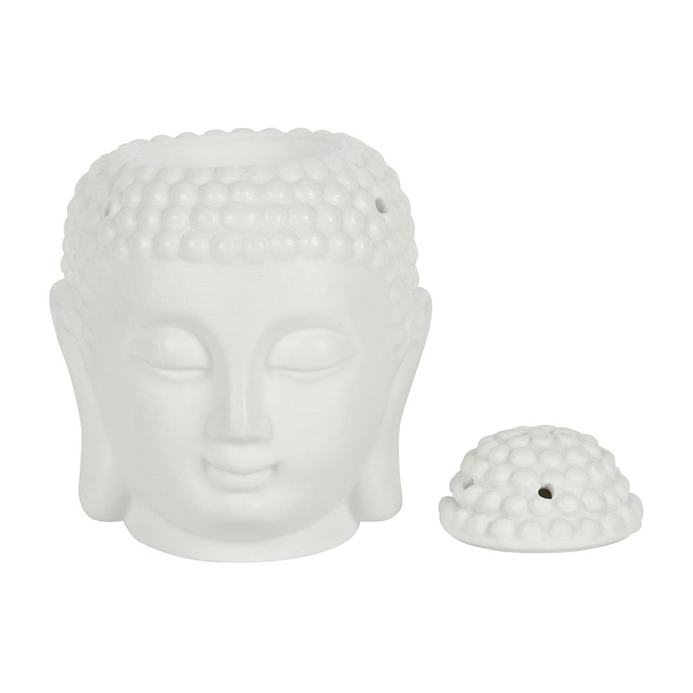 🕉️ Brûle-parfum Bouddha BLANC en céramique