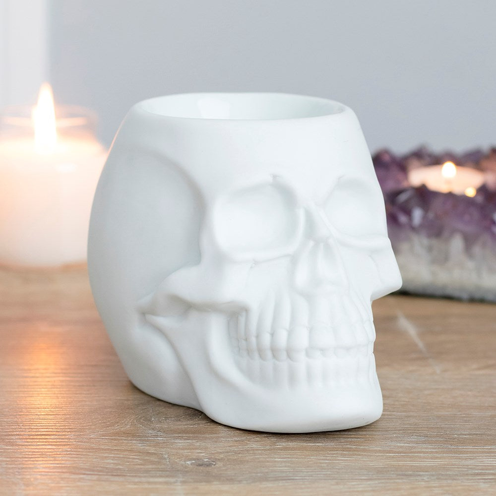 💀 Brûle-parfum Crâne maudit en céramique - Blanc ou noir
