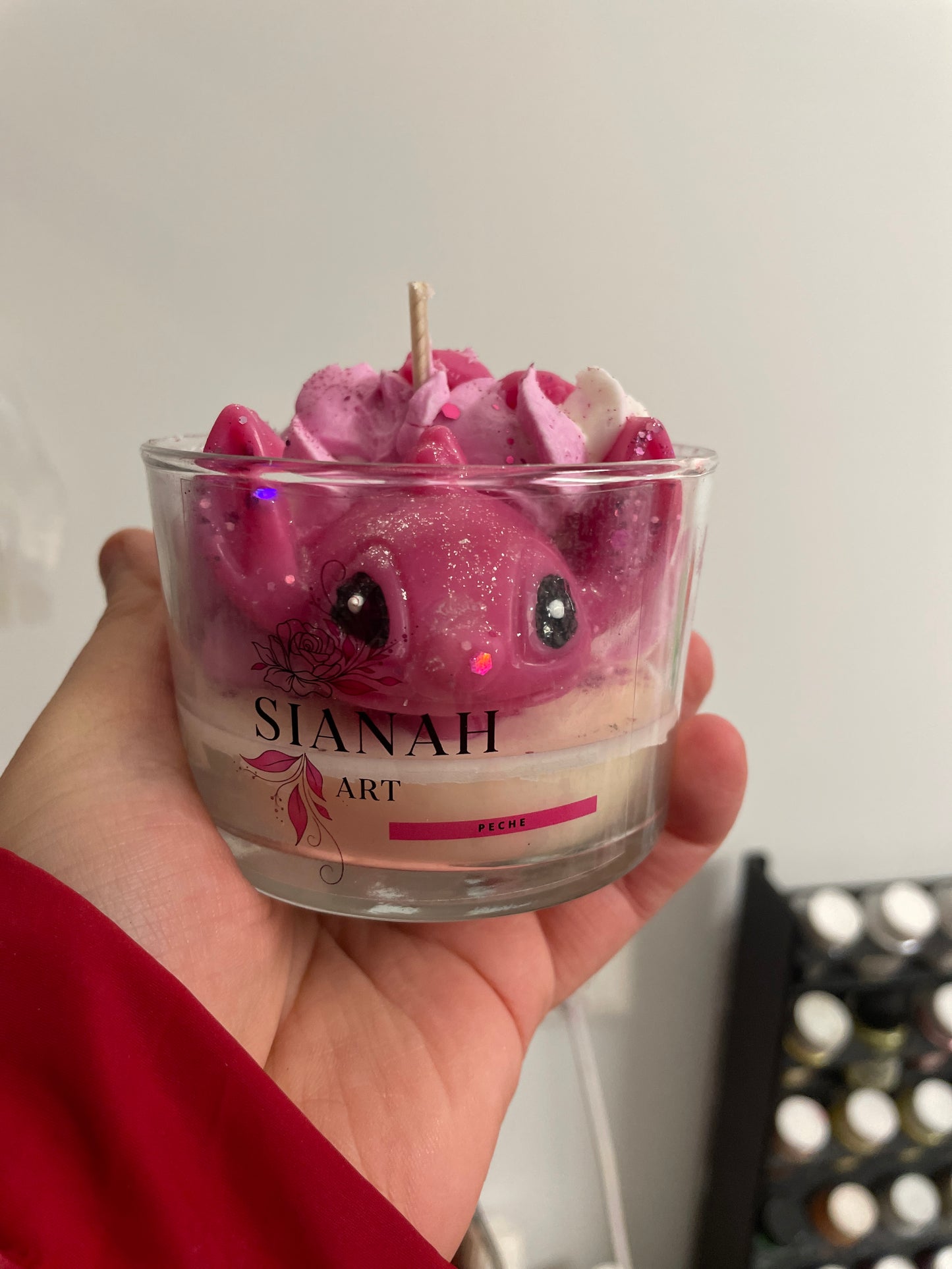 Bougie pinki Stitch - pêche