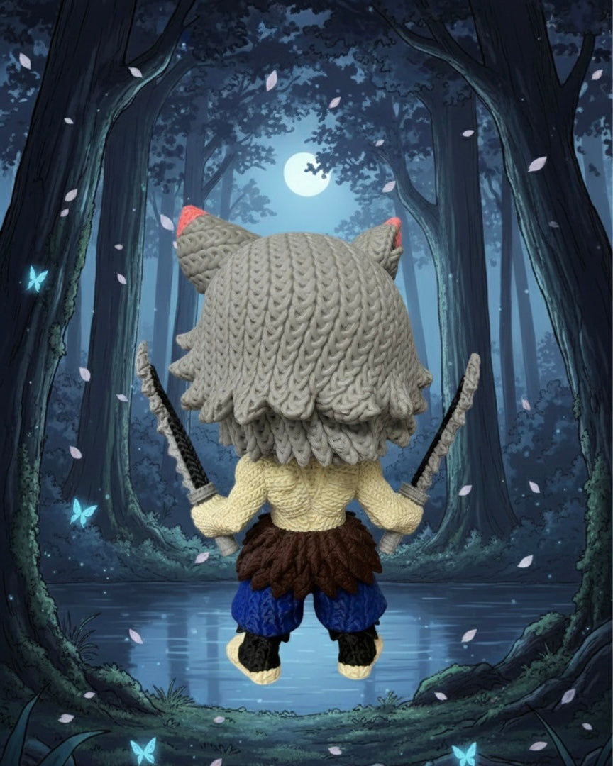 Figurine Inosuke Hashibira - Demon Slayer - Style Crochet/Tricot