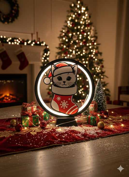 Lampe chat de Noël