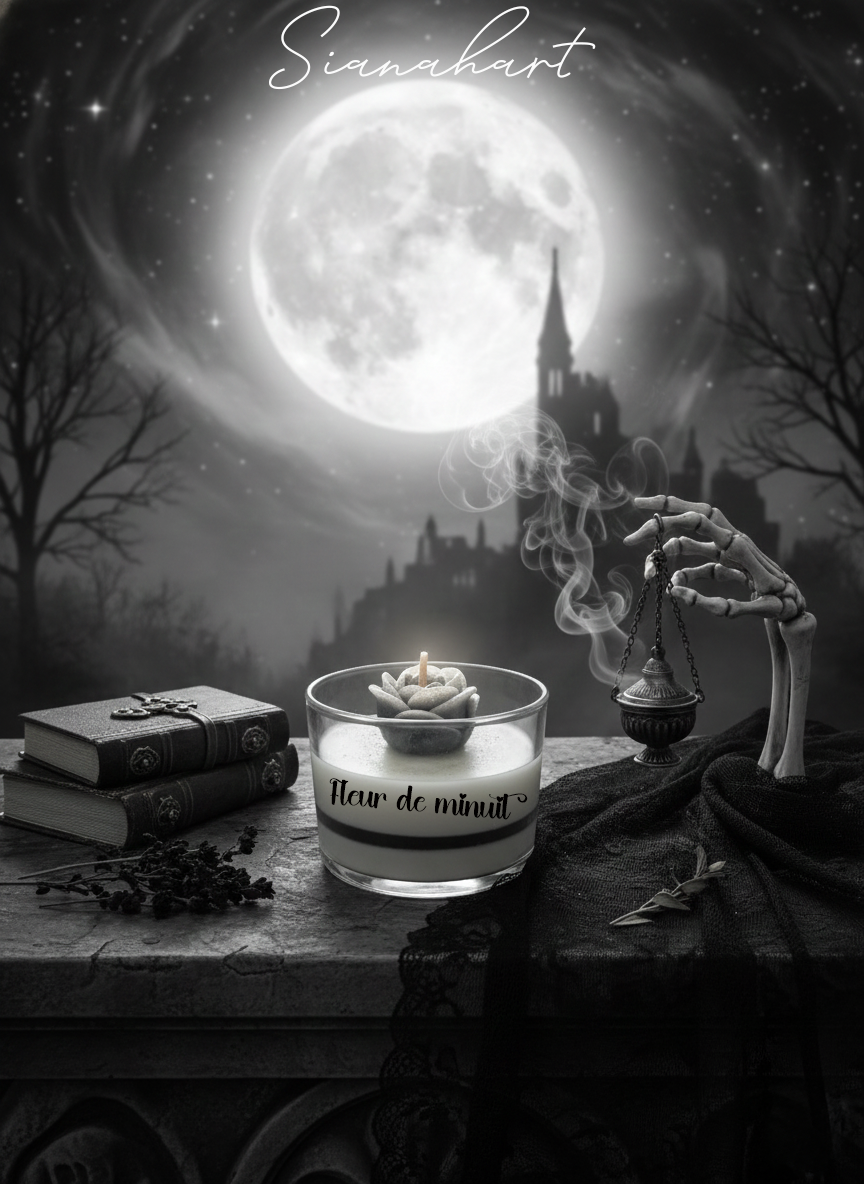 ✨ Bougie Fleur de Minuit – Parfum Éclipse de Lune ✨