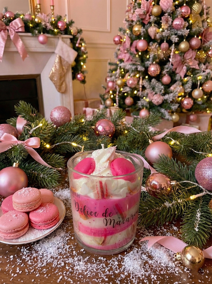 Bougie Délice de macaron -  macaron framboise violette