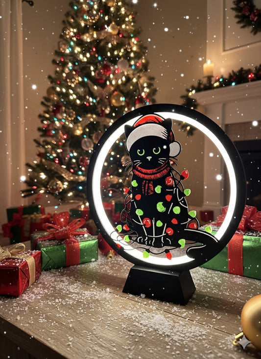 Lampe chat de Noël