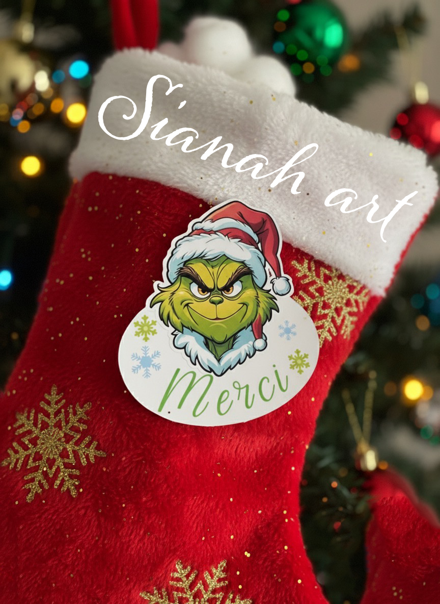 Stickers lot de 6 Grinch Noel.