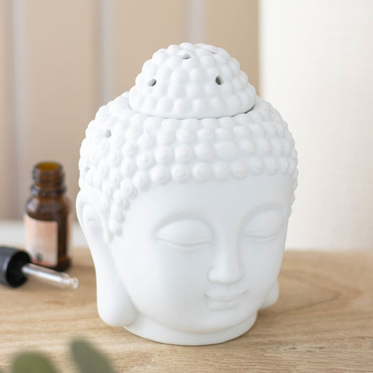🕉️ Brûle-parfum  Bouddha BLANC en céramique