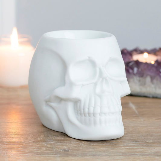 💀 Brûle-parfum Crâne maudit en céramique - Blanc ou noir