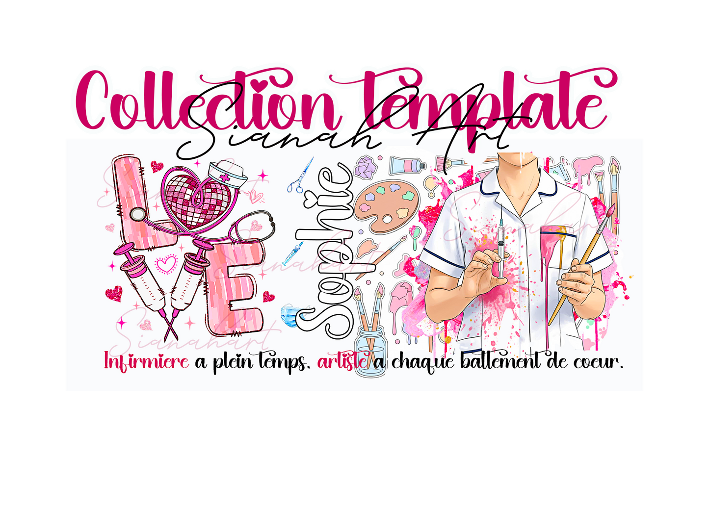 Template Mug PSD à personnaliser (Sianah Art) - Infirmiére Peintre.